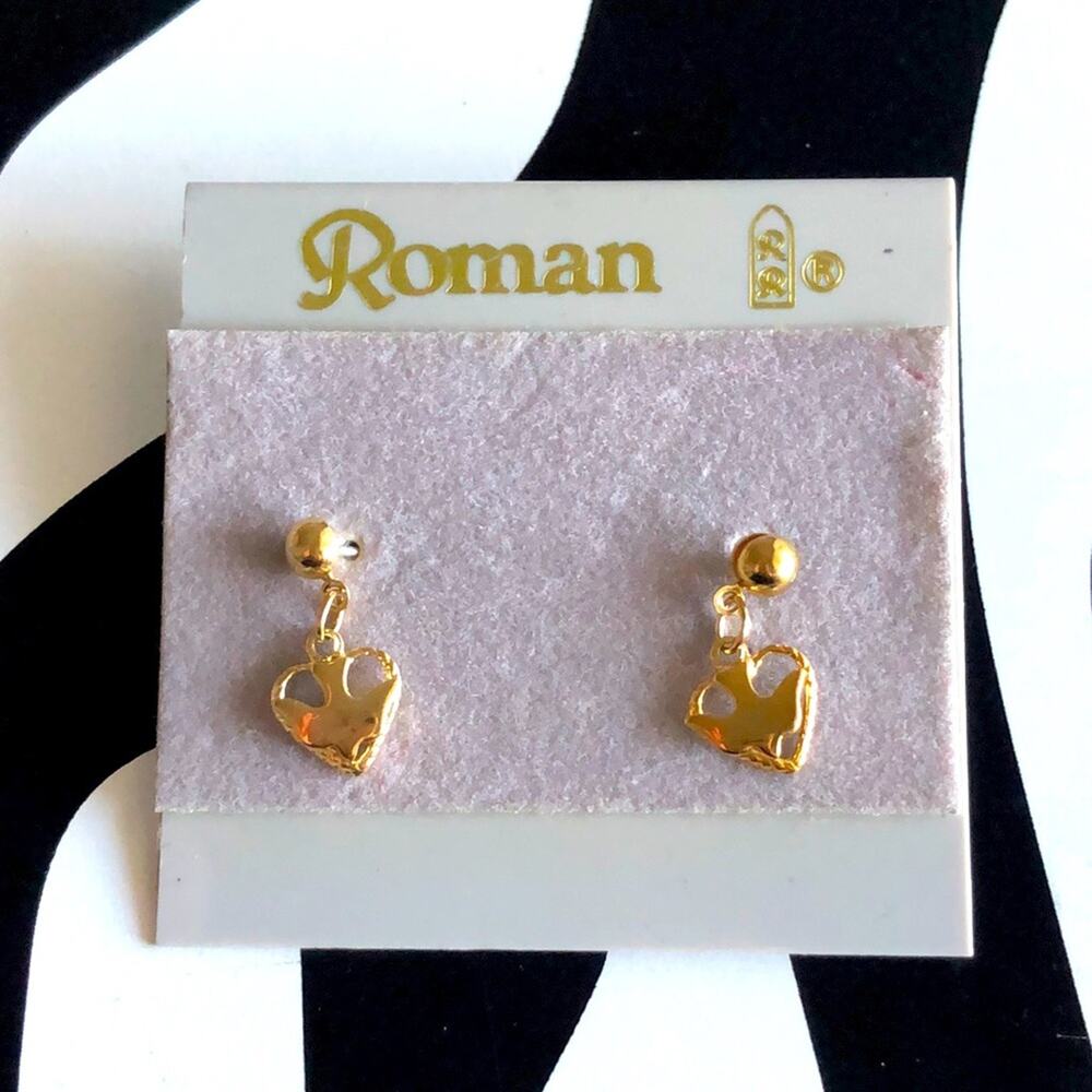 4 for $20 Roman Gold Heart Dangle Earrings
